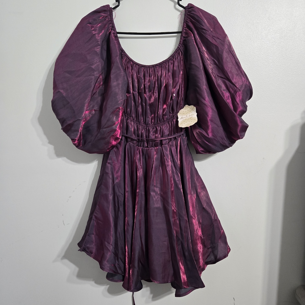 M#14 Altard State Shimmer Soleil Mini Short Dress Wine Purple Pink Size S NWT